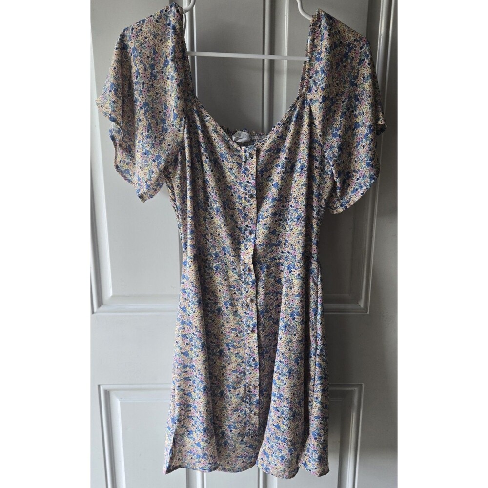 Sienna Sky Women's Small Floral Dress Button Front Flutter Sleeve | Cottagecore